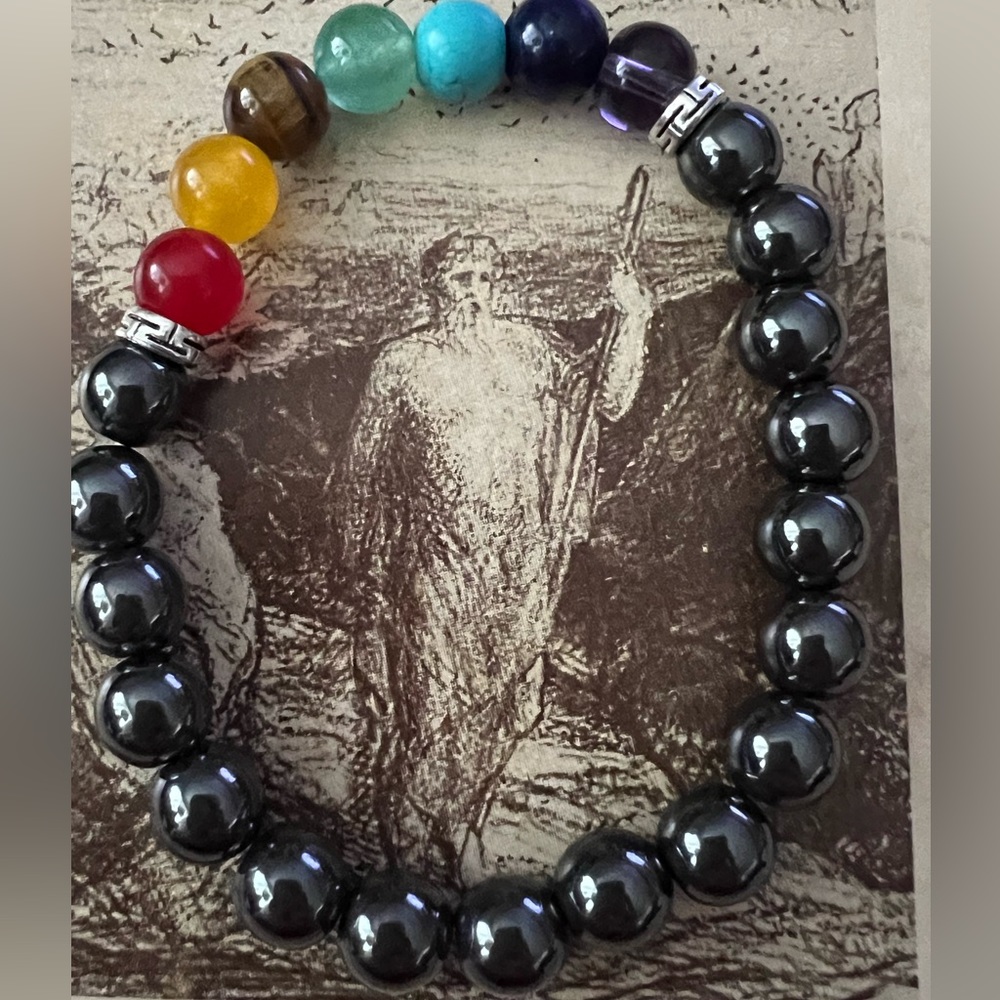7 gemstones & Magnetic Hematite bracelet